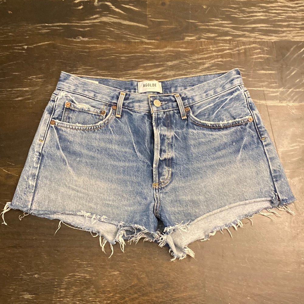 AGOLDE | Parker Vintage Jean Shorts distressed raw buttonfly women’s 27 - Picture 2 of 7